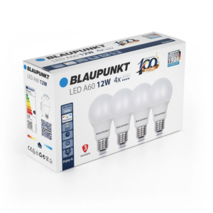 Bec LED Blaupunkt E27 12W clasic A60, lumină naturală, 1260 lumeni, 4 bucăți - Becuri LED E14